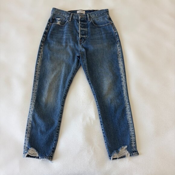 Frame Jeans Womens 28 Blue Denim 'Le Original' Button Fly Distressed High-Rise - Picture 1 of 13